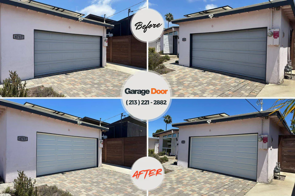Before and after: garage door repair Tishomingo, OK